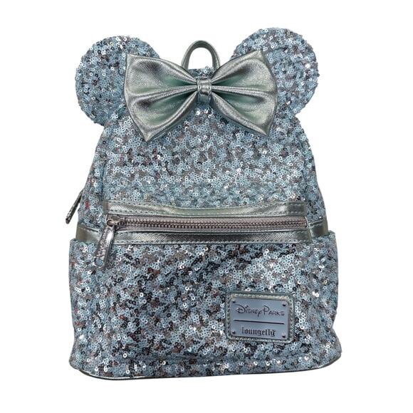 Loungefly Disney Parks Arendelle Aqua Frozen Minnie Ears Backpack Rare Retired main image 4